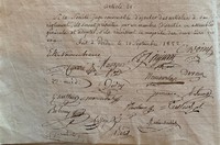Signature du réglement par les membres de la philomathique
